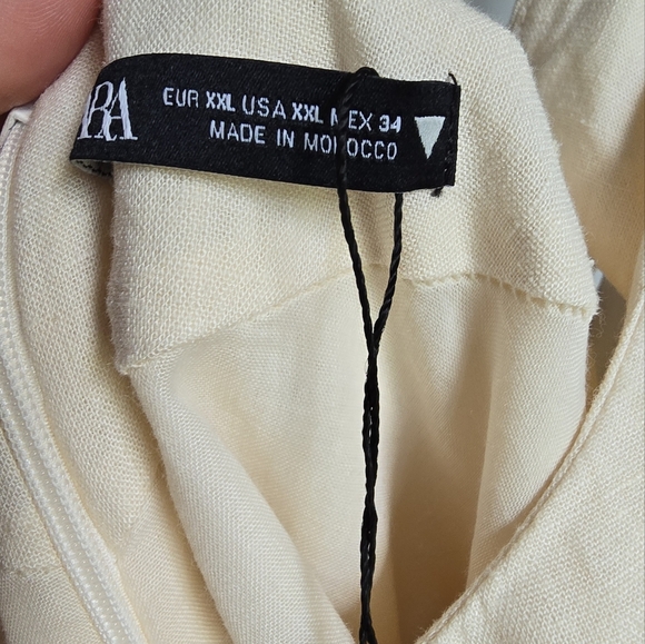 Zara, New Ivory Linen Blend Twist Strap Strappy Open Back Maxi Dress Size XXL - Picture 11 of 13